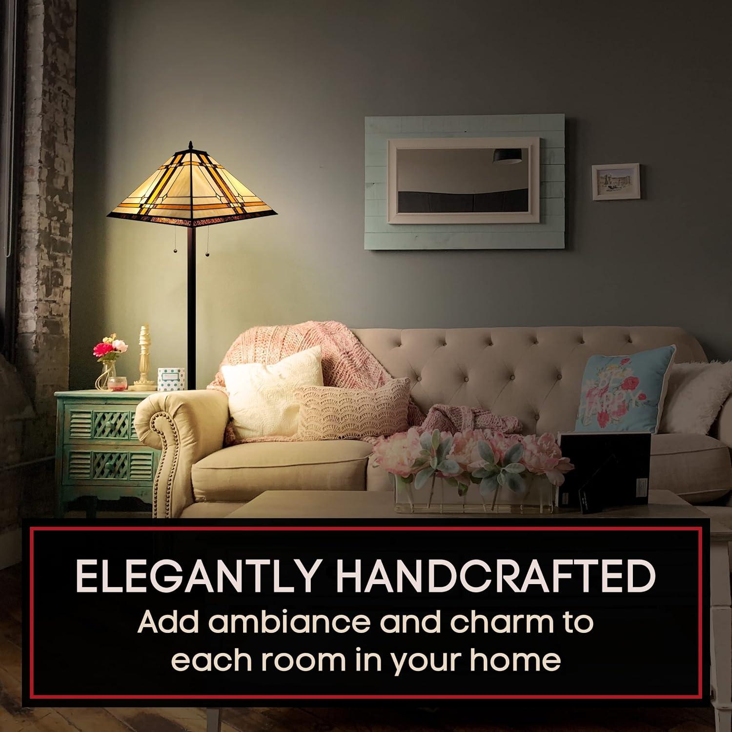 Amora Lighting Tiffany Style Mission Floor Lamp 61" Tall