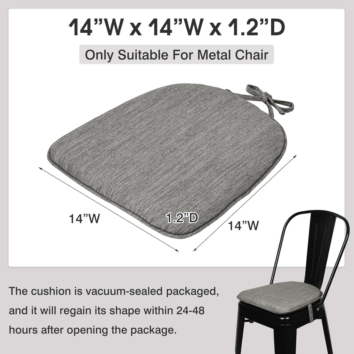 Shinnwa Chair Cushions Set of 4 Seat Cushions Soft Velvet Non Slip Chair Pads for Kitchen Dining Chairs 15 x 16 inch, Gray