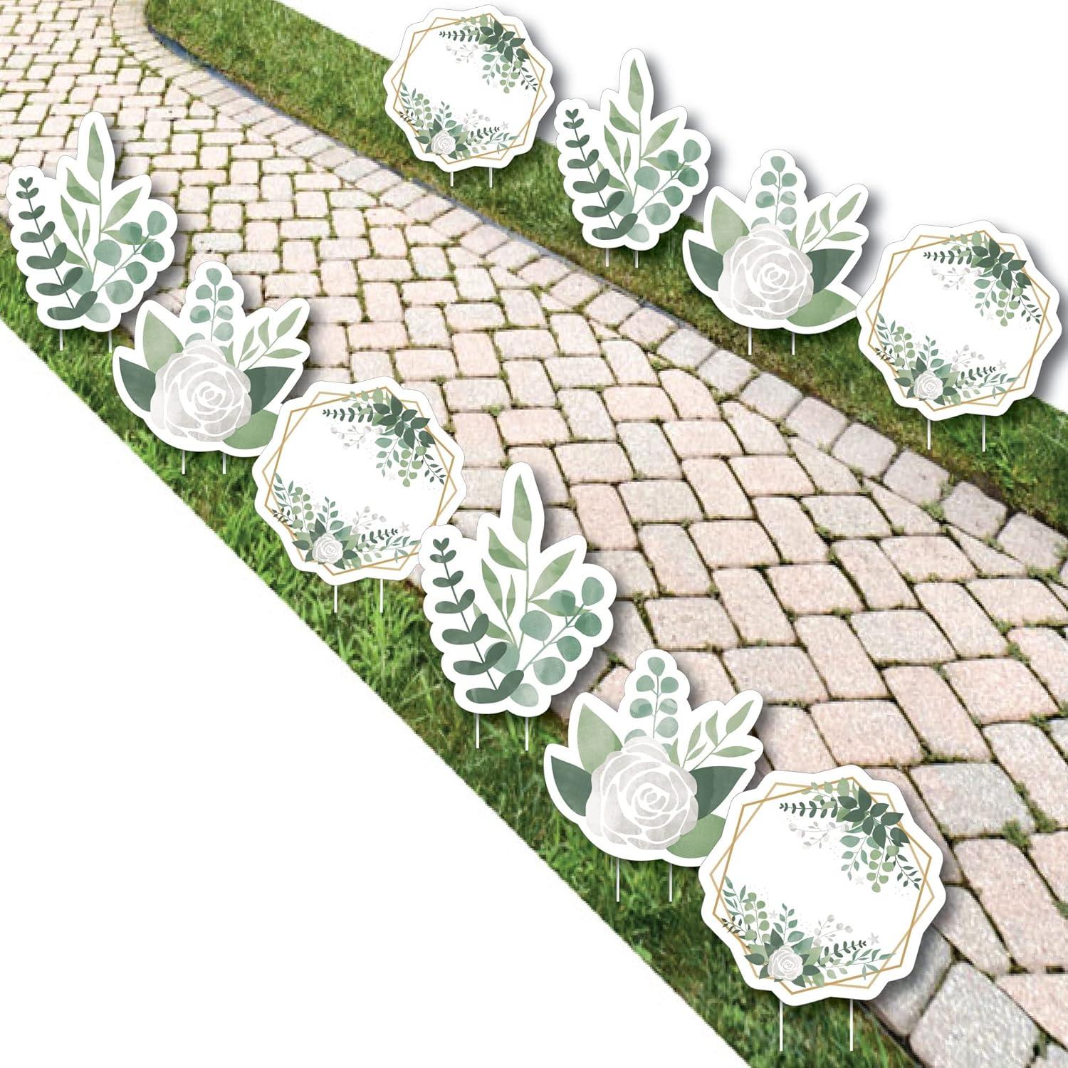 Big Dot of Happiness Boho Botanical - Lawn Decorations - Outdoor Greenery Party Yard Decorations - 10 Piece