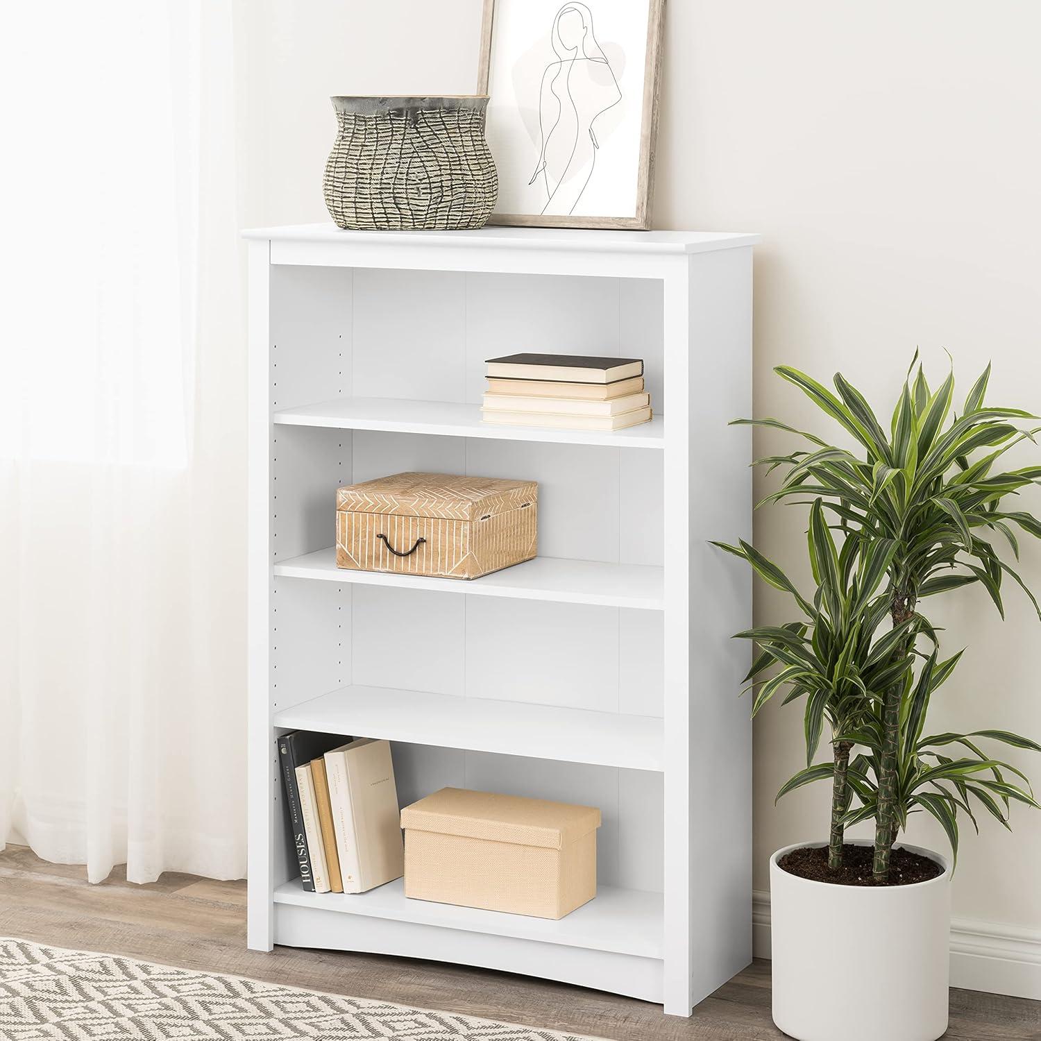 Home Office 4-Shelf Standard Bookcase, 31.5 in. W x 48 in. H x 13 in. D, White