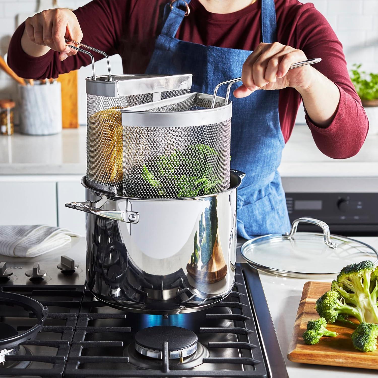 HENCKELS 8.5-Qt. Stainless Steel Pasta Pot with Straining Baskets