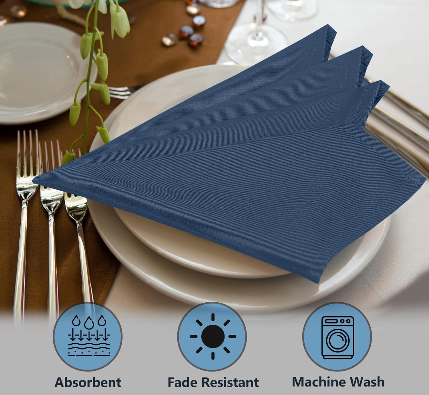 Navy Blue Cotton Blend 18x18 Cloth Napkins Set of 12