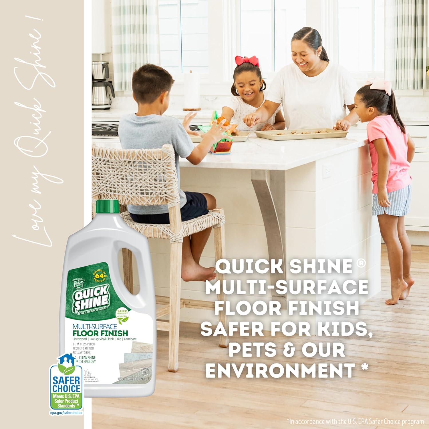 Quick Shine Multi-Surface Floor Finish & Polish, PFAS-Free Formula, 64 fl oz