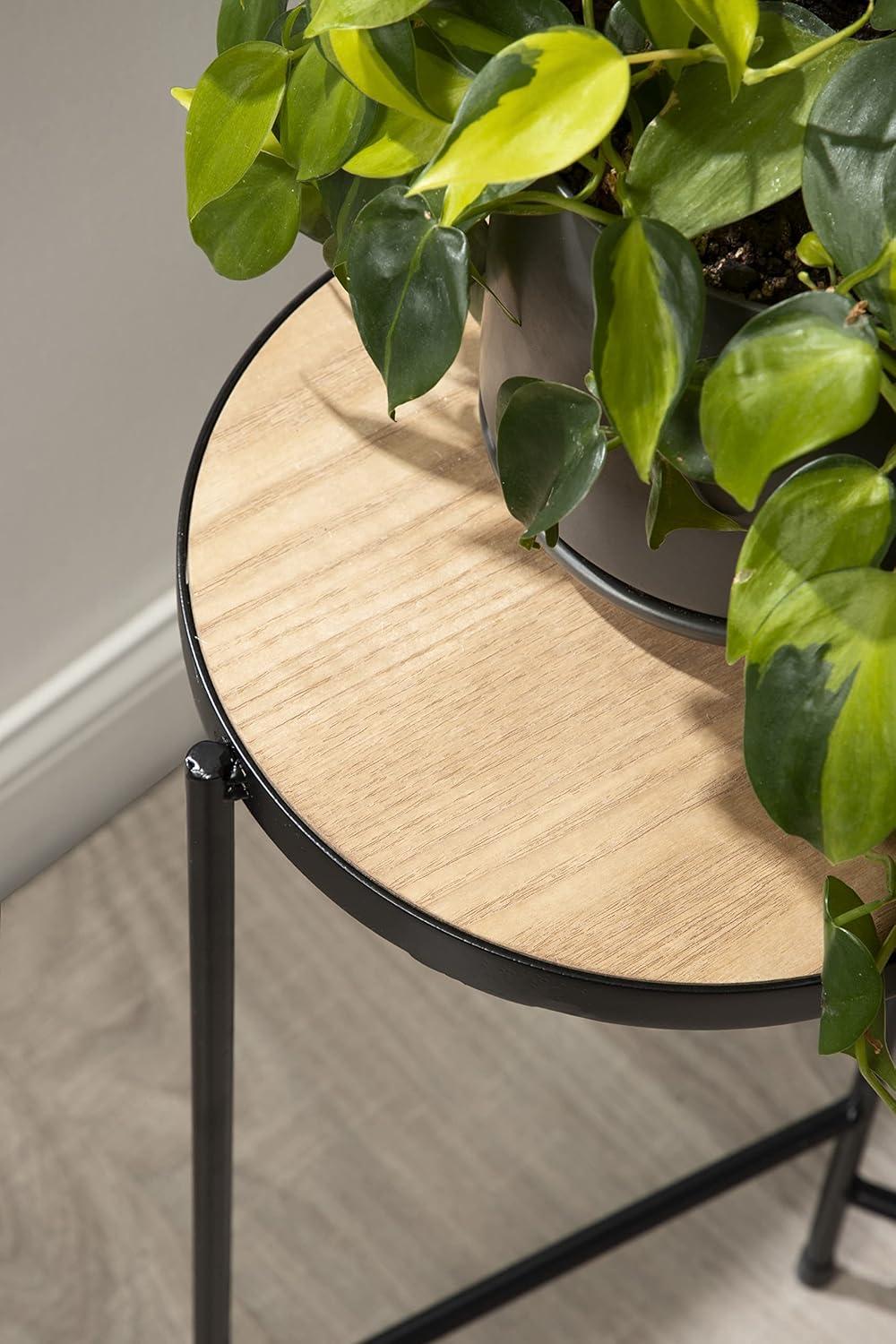 Kate and Laurel Fields Round Metal Plant Stand, 17x22x30, Black