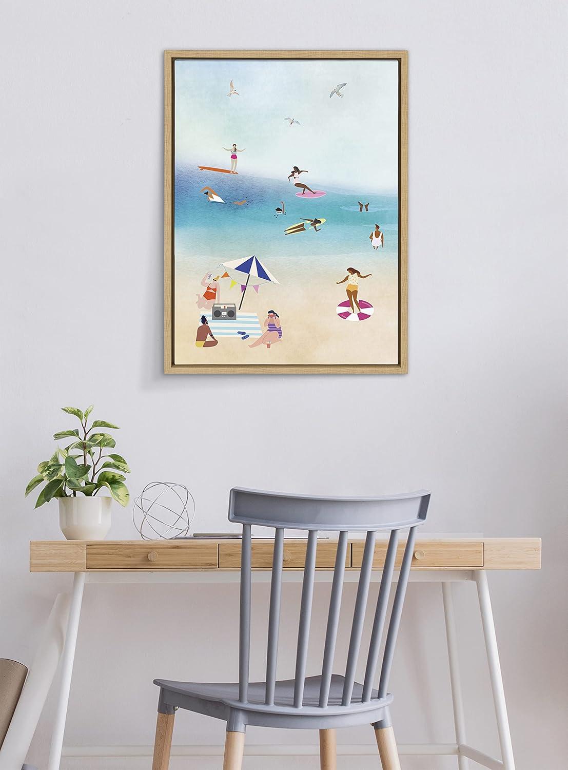 Kate and Laurel Sylvie Beach II Framed Canvas by Nikki Chu, 18x24, Natural