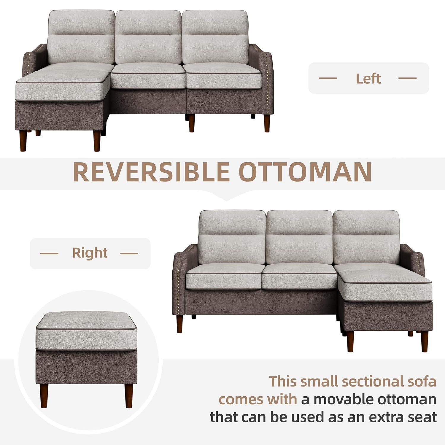 78" Sectional L Shaped Sofa Couch