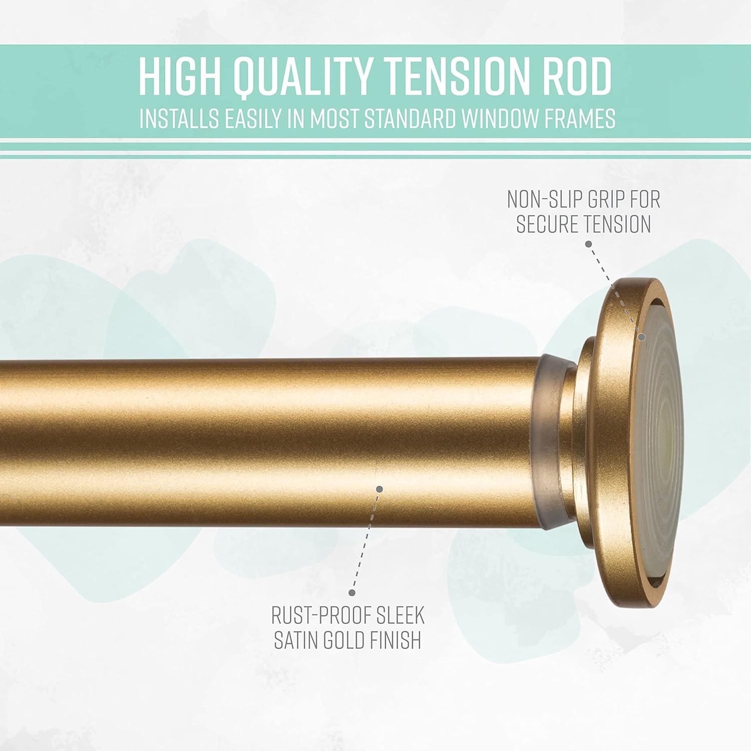 Home Details 42" to 74" Adjustable Straight Shower Curtain Tension Rod, Satin Gold