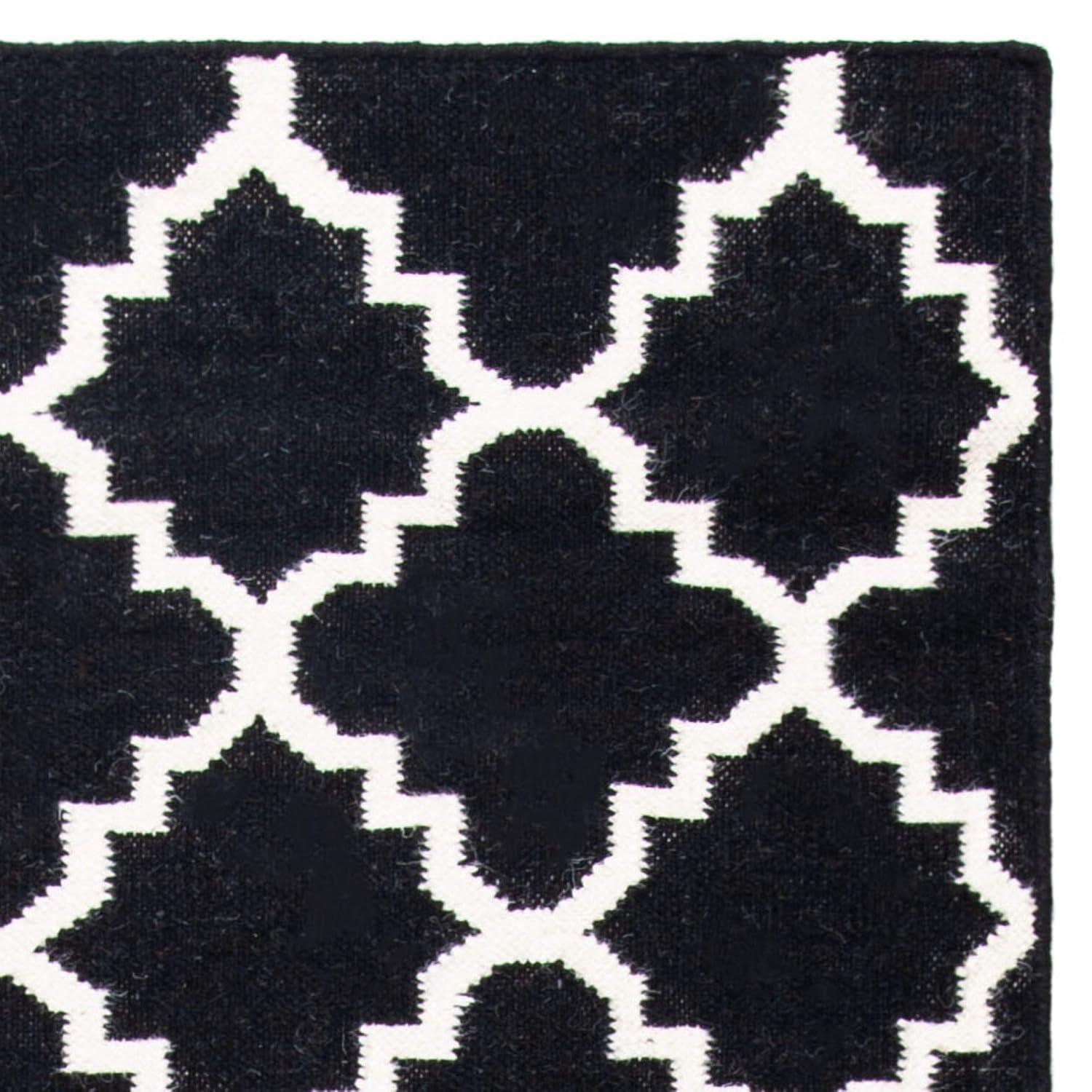 SAFAVIEH Alfombra de Área de Lana de Marruecos Geométrica Brad Negro / Marfil, 3' x 5'