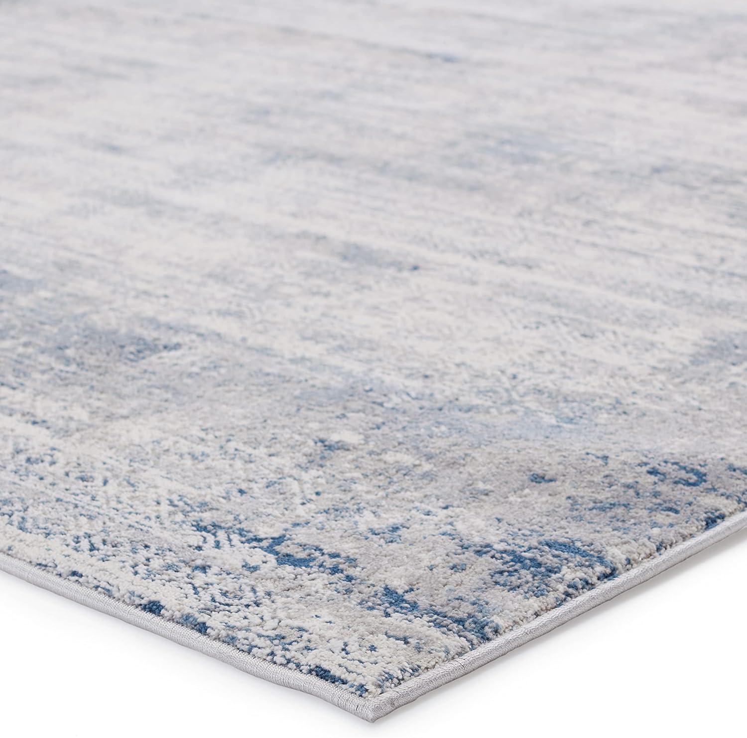 Gray and Blue 5' x 8' Reversible Washable Area Rug