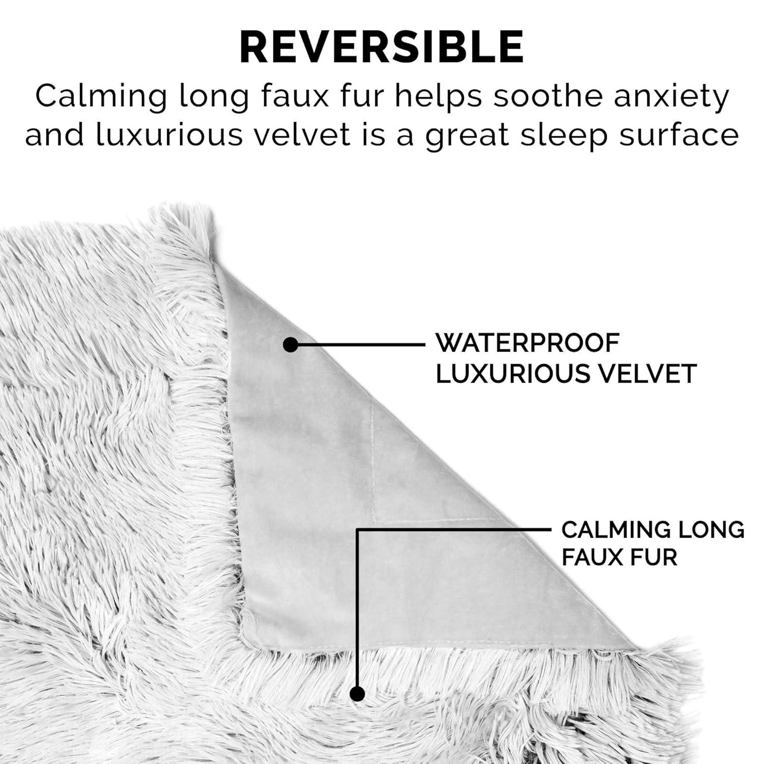 QUALITY FLOORING INC. Waterproof Throw Blanket For Dogs & Indoor Cats, Washable - Shaggy Plush Calming Long Faux Fur & Velvet Dog Blanket