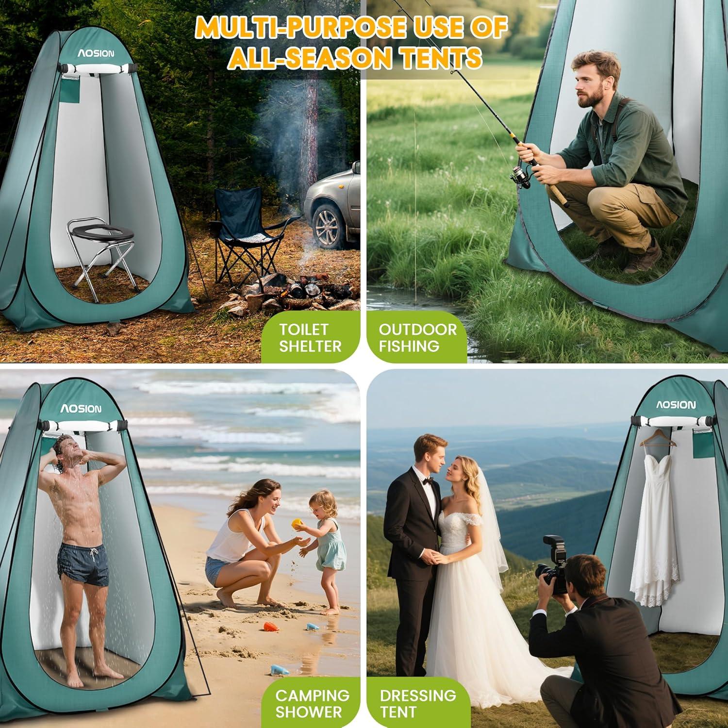 Pop Up Shower Camping Tent, Outdoor Privacy Camp Toilet Tent, Portable Dressing Room with Carrying Bag, Bath Bag for Camping, Hiking