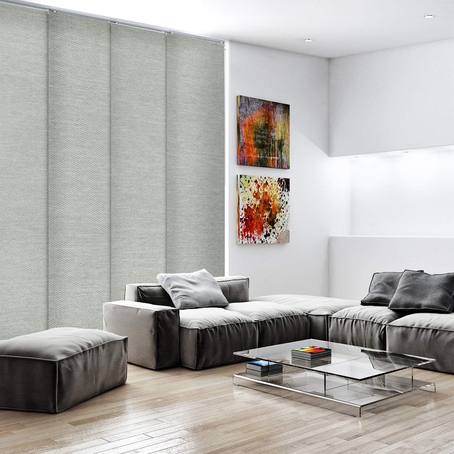 GoDear Design Adjustable Sliding Panel Track Blind 45.8"- 86" W x 96" H, Vertical Blinds, Semi-sheer, Moonstone