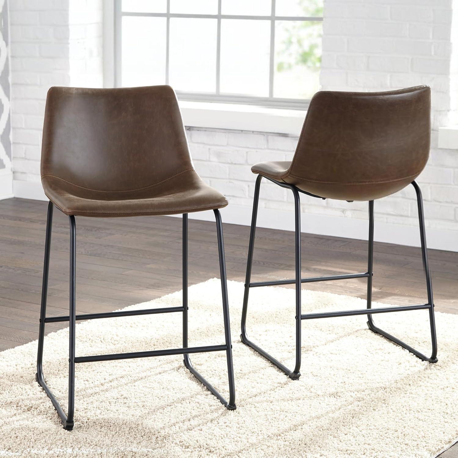 Signature Design by Ashley Centiar 24" Counter Height Modern Bucket Barstool, Set of 2