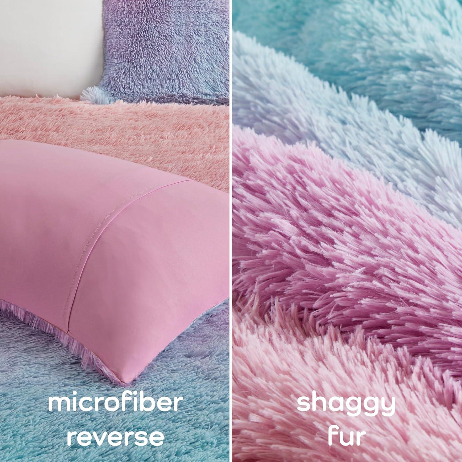 Intelligent Design Pastel Ombre Shaggy Faux Fur Comforter Set