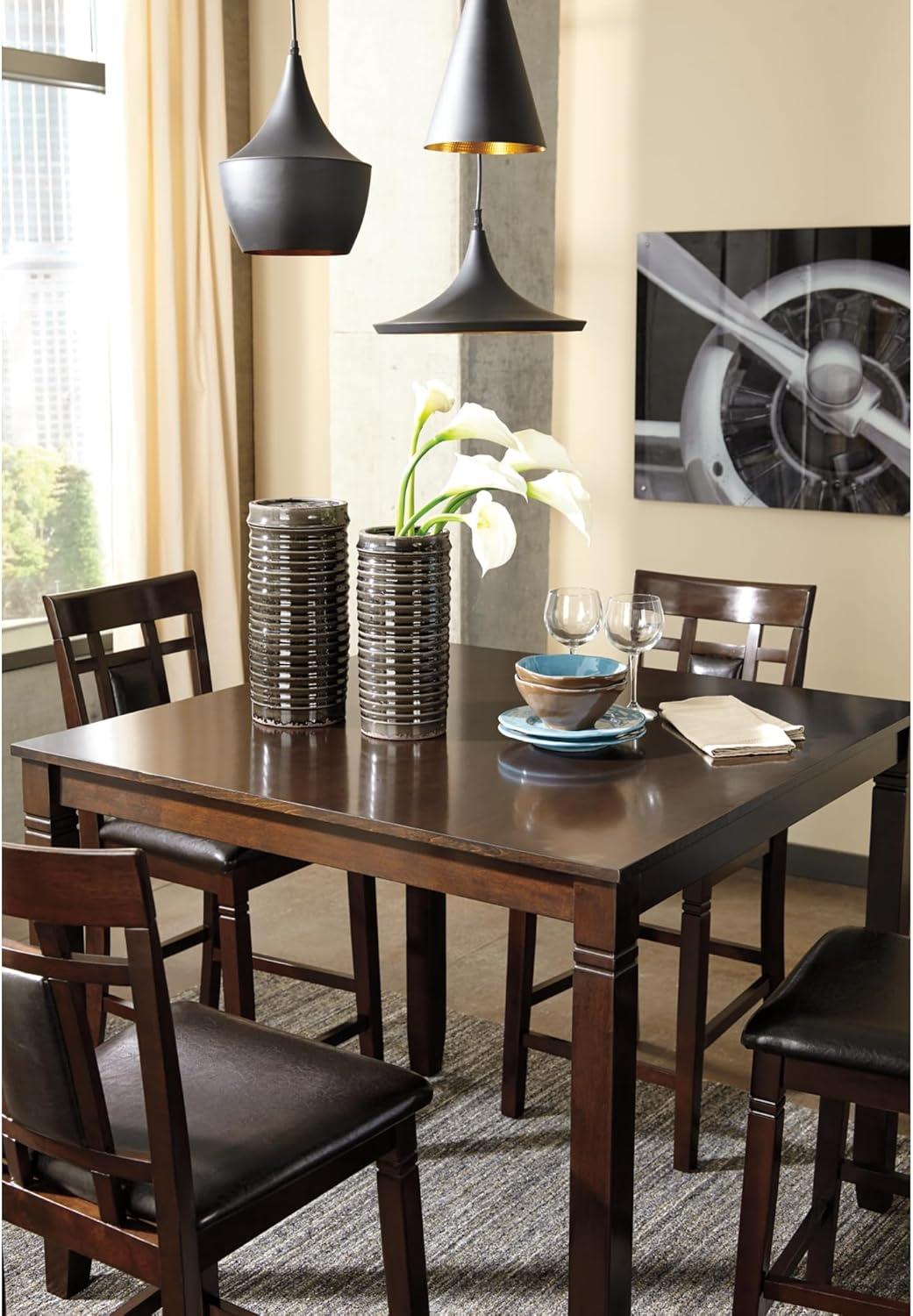 Bennox Counter Height Dining Table Set Brown: Faux Leather Stools, 5-Piece - Signature Design by Ashley