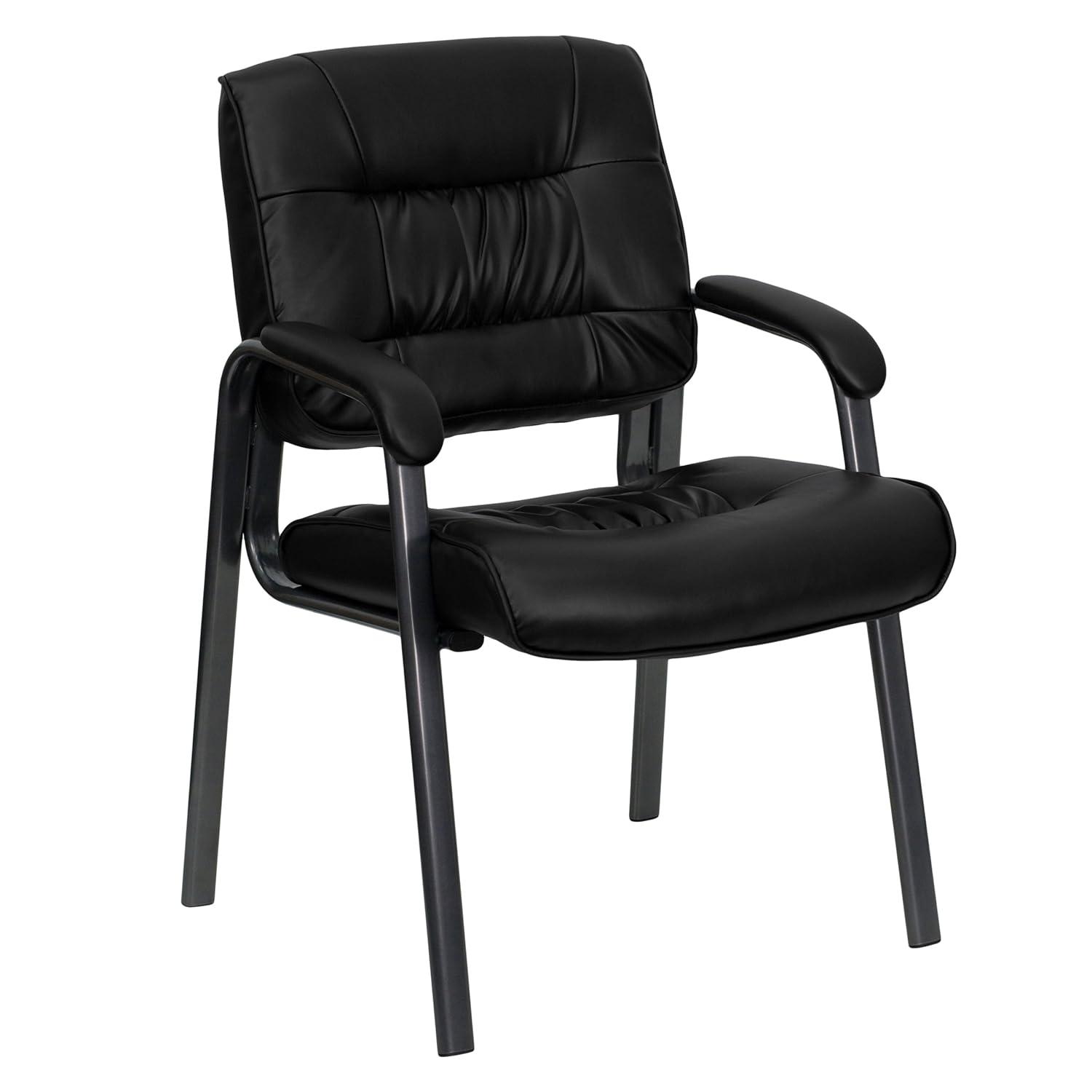 Emma and Oliver White LeatherSoft Executive Reception Chair with Black Metal Frame