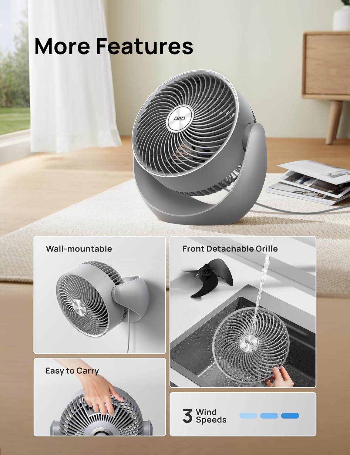 Gray Plastic Adjustable Tilt Table Fan with Three Speed Settings