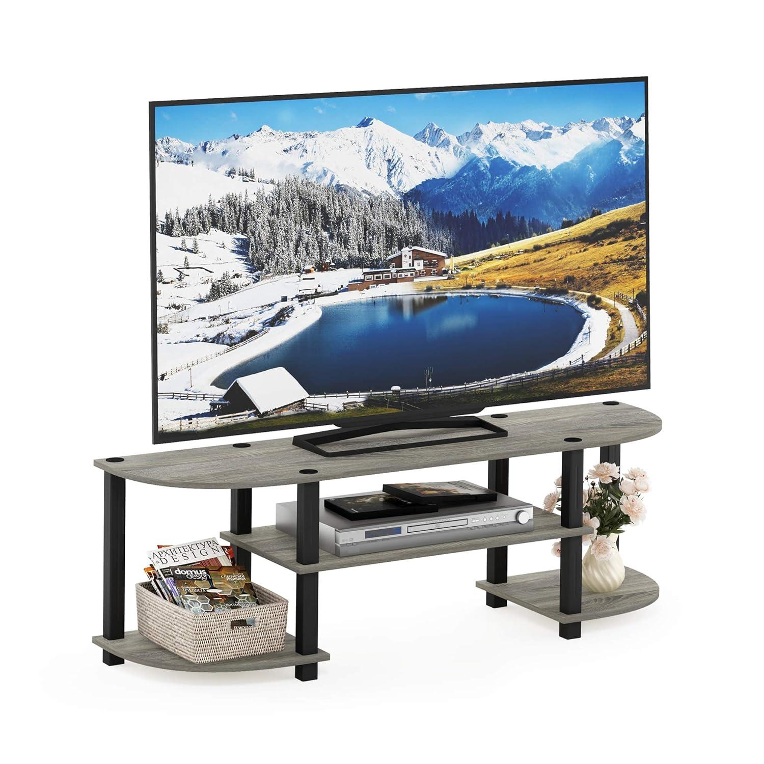 Turn-S-Tube Wide TV Entertainment Center, Oak Grey/Black