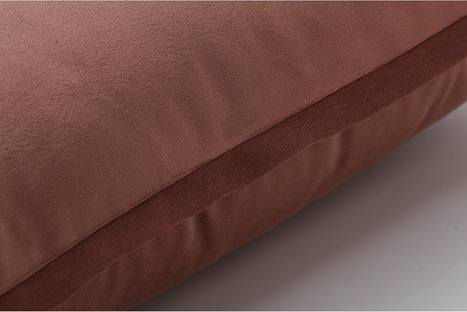 Spice Brown Velvet Square Throw Pillow with Cotton Flange