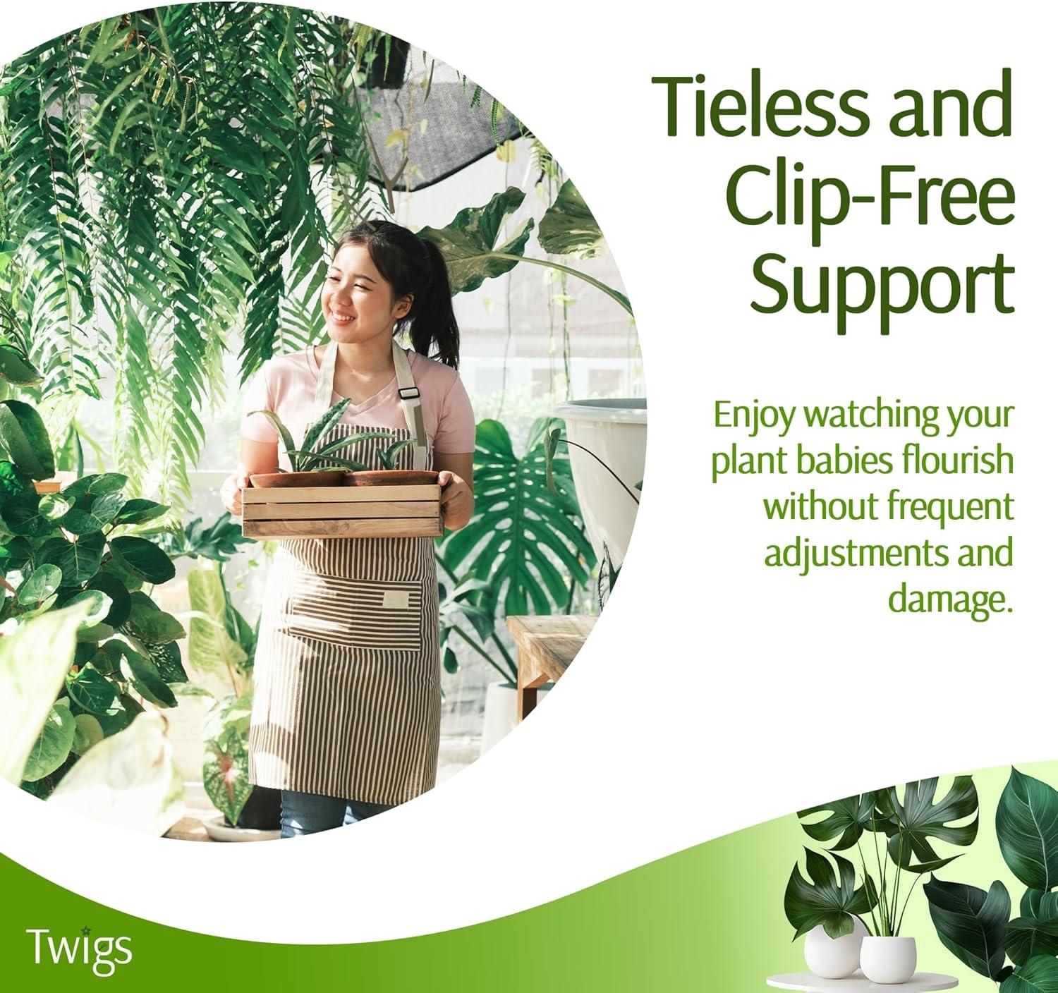 Stackable Plant Support Stakes, Stem Holder Structures for Indoor & Outdoor Use, Garden Accessories for Climbing & Potted Plants, Trellis Alternative - Moonstone, 10 Pack, 17" L