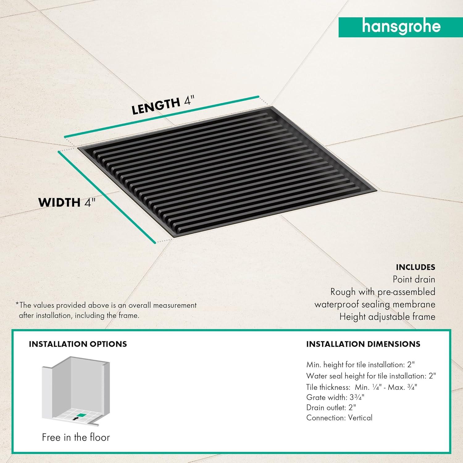 Rain Brilliance Boardwalk 4"x 4" Tile-In Shower Drain