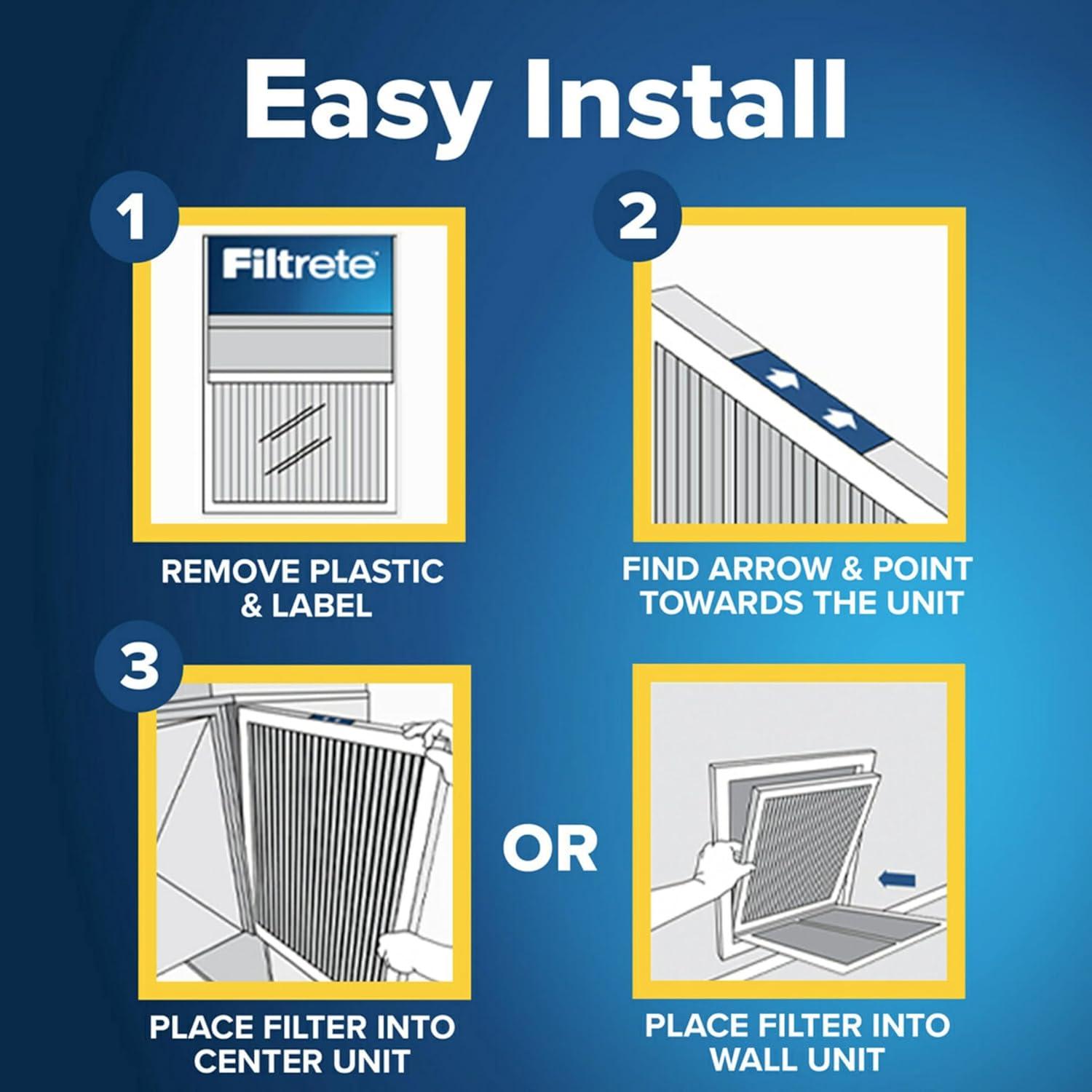 Filtrete 20x25x1 Air Filter, MPR 1900, MERV 13, Healthy Living Ultimate Allergen 3-Month Pleated 1-Inch Air Filters, 2 Filters