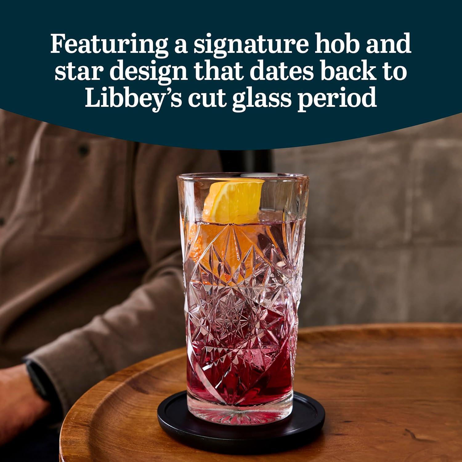 Libbey Hobstar Libbey Cooler Glasses, 16-Ounce (Set of 4)