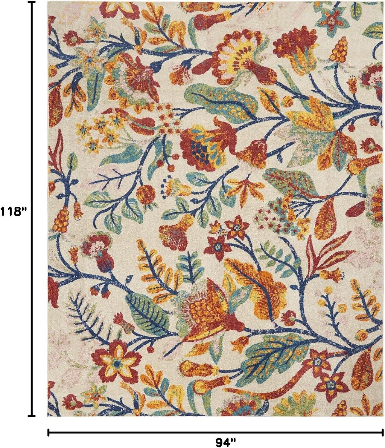 Nourison Allur Botanical Indoor Area Rug Ivory Multicolor 7'10" x 9'10"
