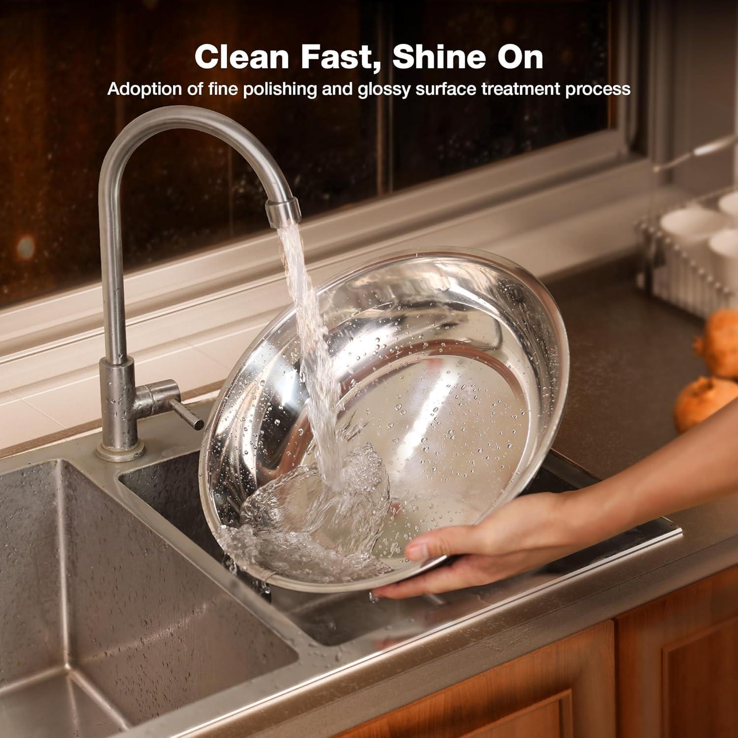 WARMOUNTS Chafing Dish Buffet Set, 2 Pack 5-Quart Round Buffet Chafe Warmer Set, 410 Stainless Steel Chafing Dish Buffet Food Warmer with Glass Lid & Holder