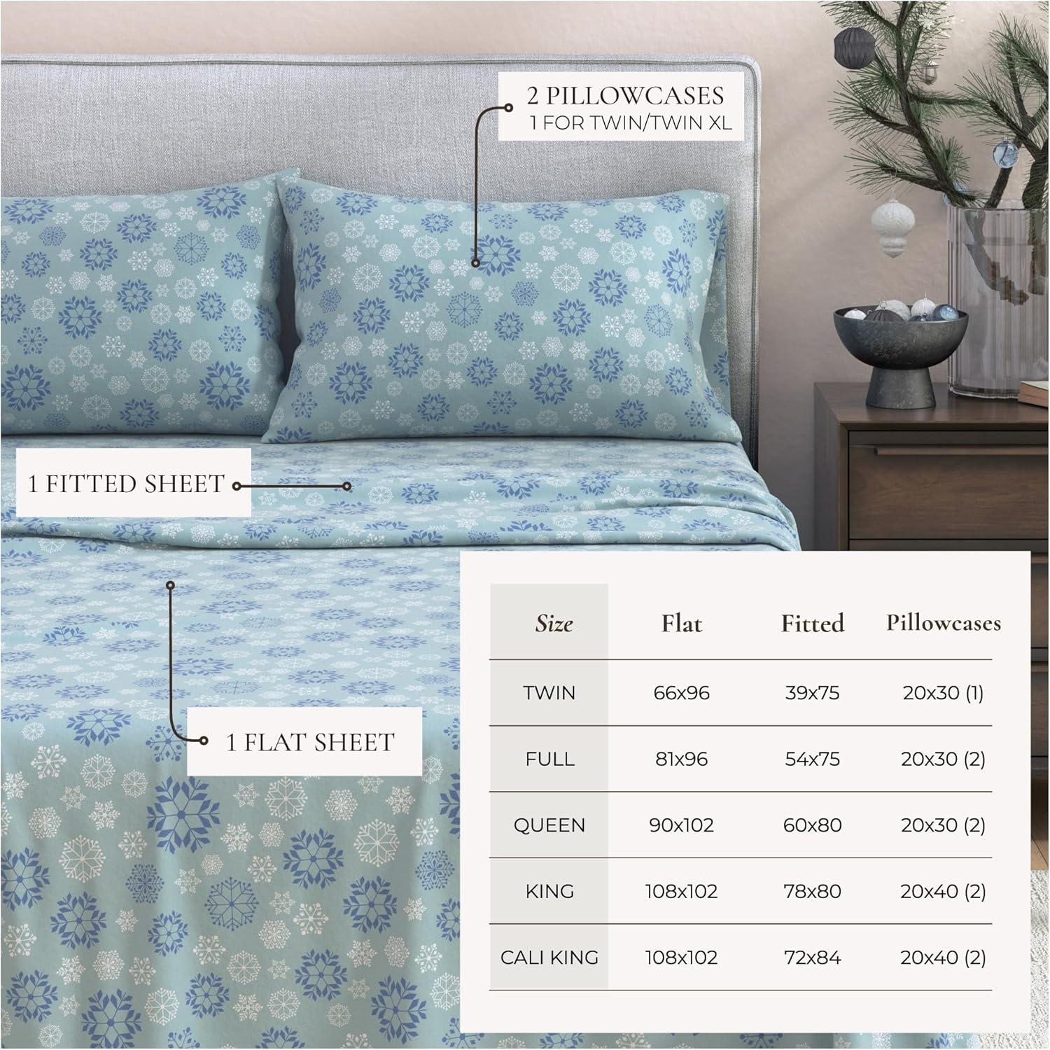 100% Turkish Cotton Holiday Printed Flannel Sheet Set