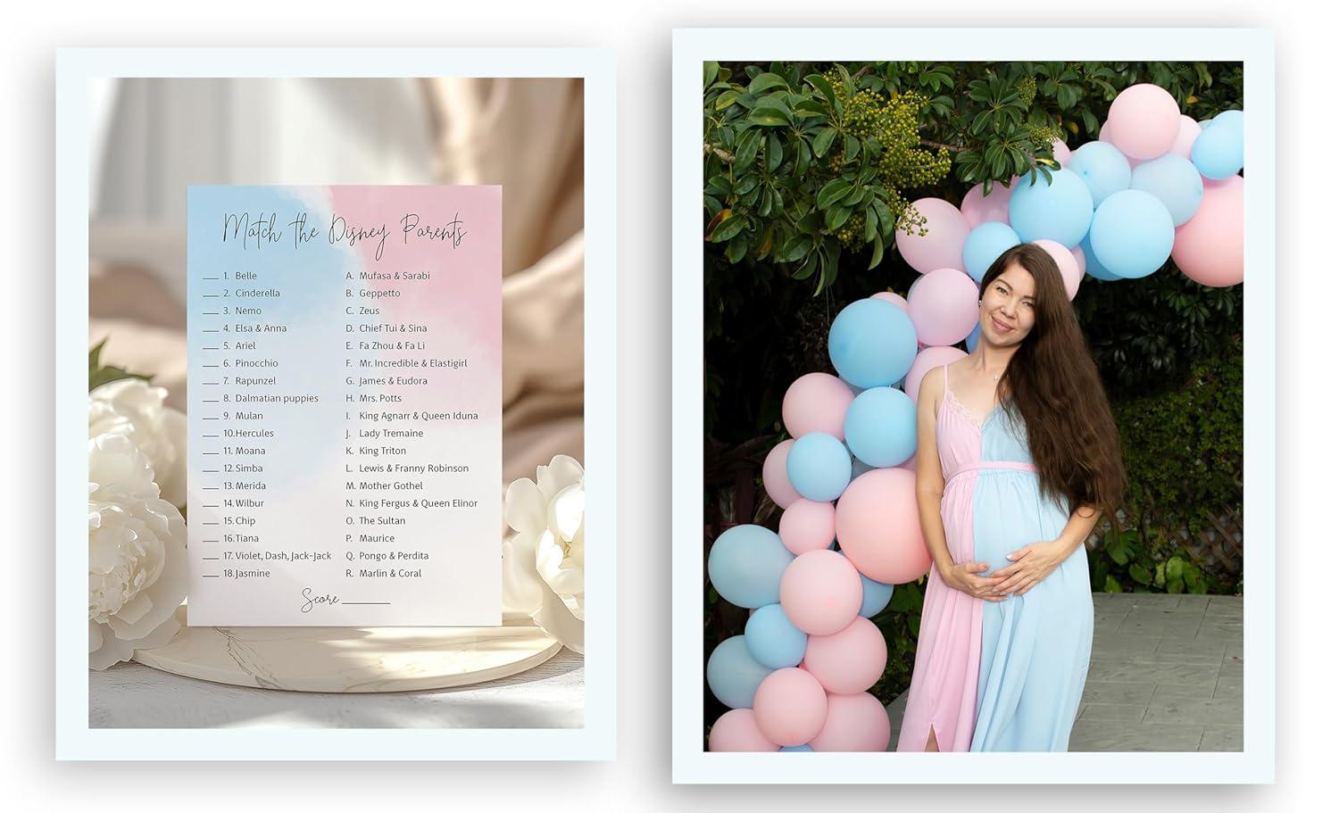 GENDER NEUTRAL Baby Shower Game — DISNEY PARENT MATCH Game — Pack of 25 — PURPLE Elephant Baby Shower Game, Match Famous Disney Parents Fun Shower Activity, Disney Star Kids Match Game, SKU G752-DPM