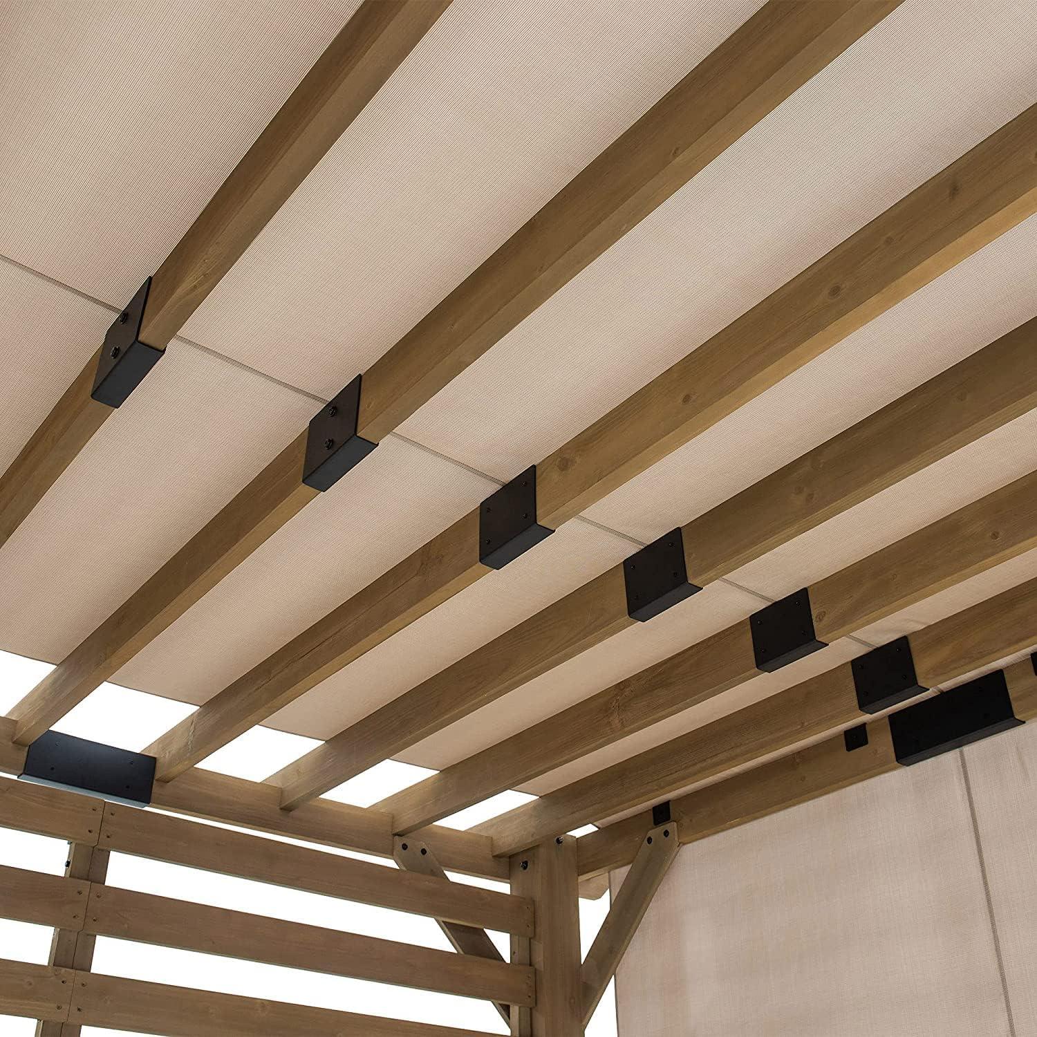 Sunjoy Cedar Pergola 10 x 11 ft. Wooden Hot Tub Pergola with Adjustable Canopy and Privacy Screen