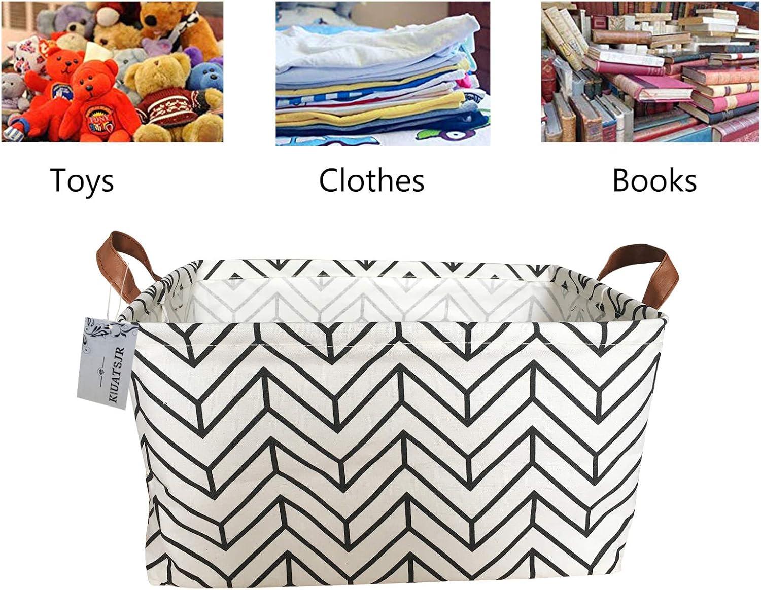 Rectangular Canvas Storage Bins,Waterproof Storage Basket,Collapsible Toy Organizer Bin with Handles for Clothes Storage, Kid's Toy & Book Storage (A Geometric)