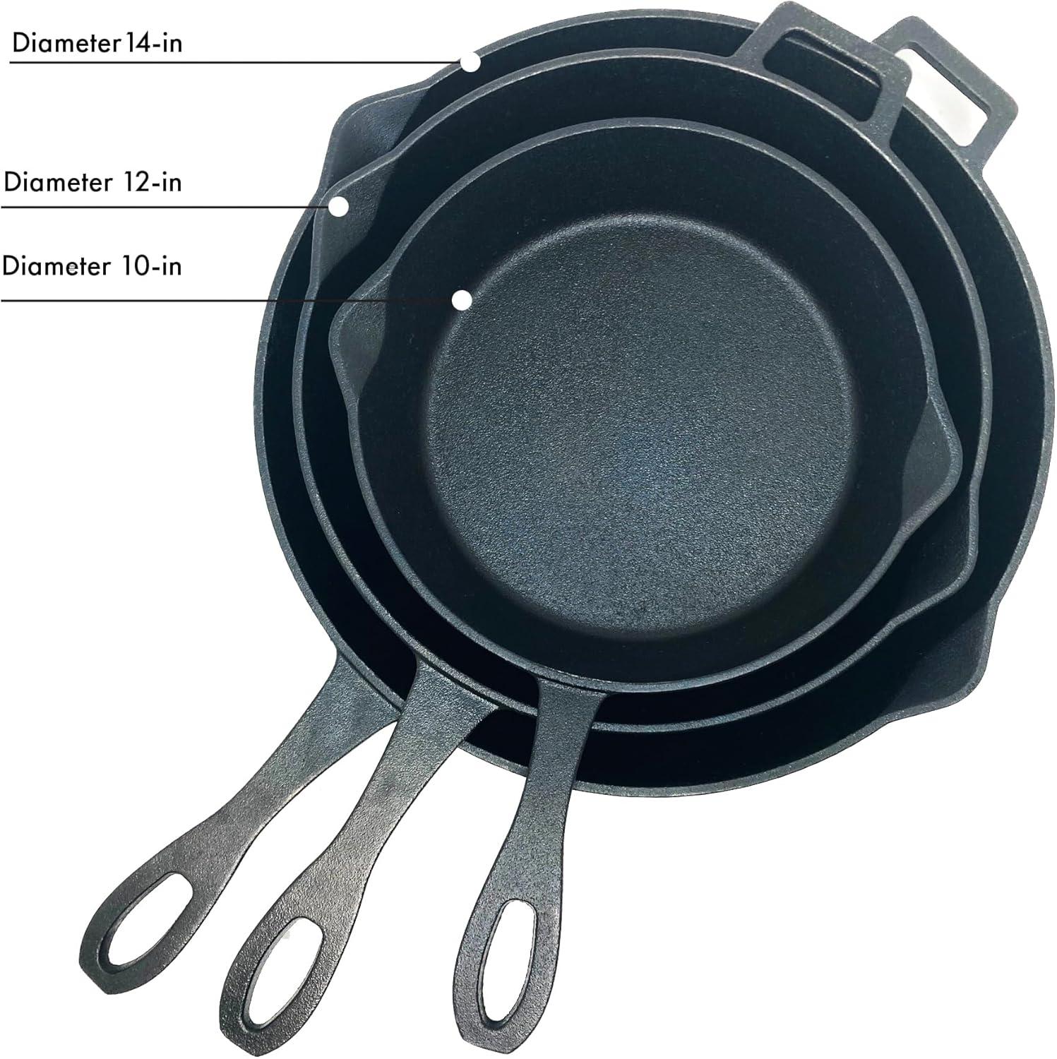 Bayou Classic Black Cast Iron 3-Piece Skillet Set