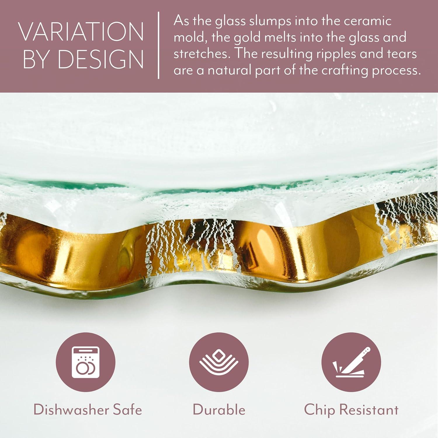 Handcrafted 8" Heart Bowl with 24K Gold Trim, Glass