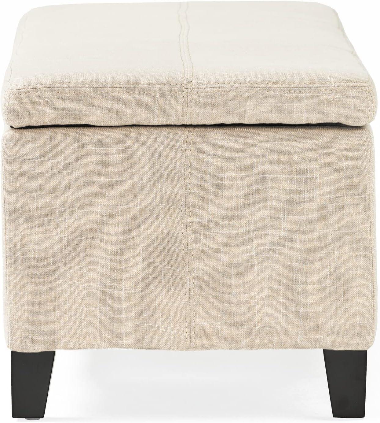 Sarelia Light Beige Fabric Storage Ottoman Bench