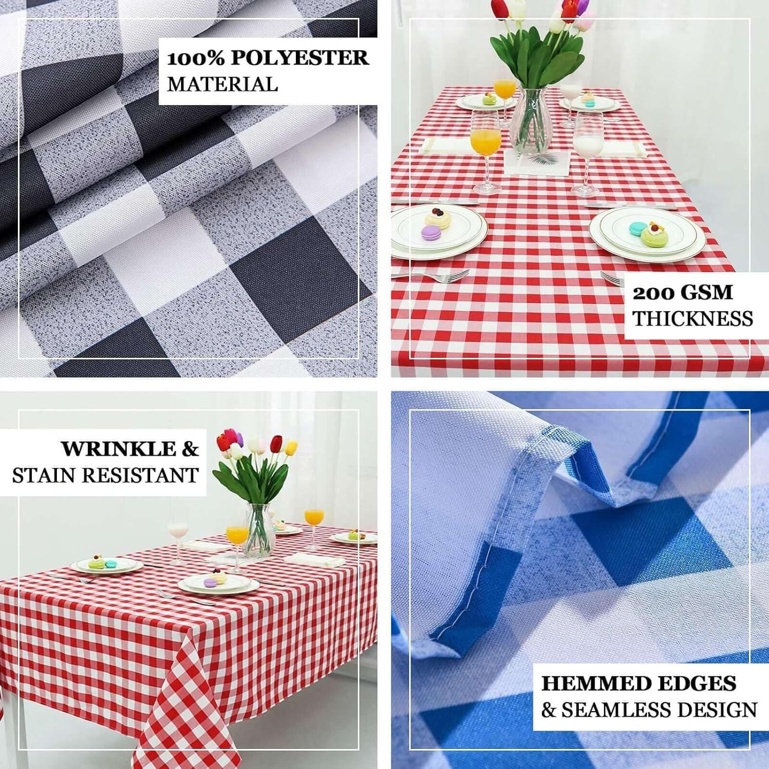 Efavormart Perfect Picnic Inspired Black/White Checkered 90x132" Polyester Tablecloths For Party Event Decor