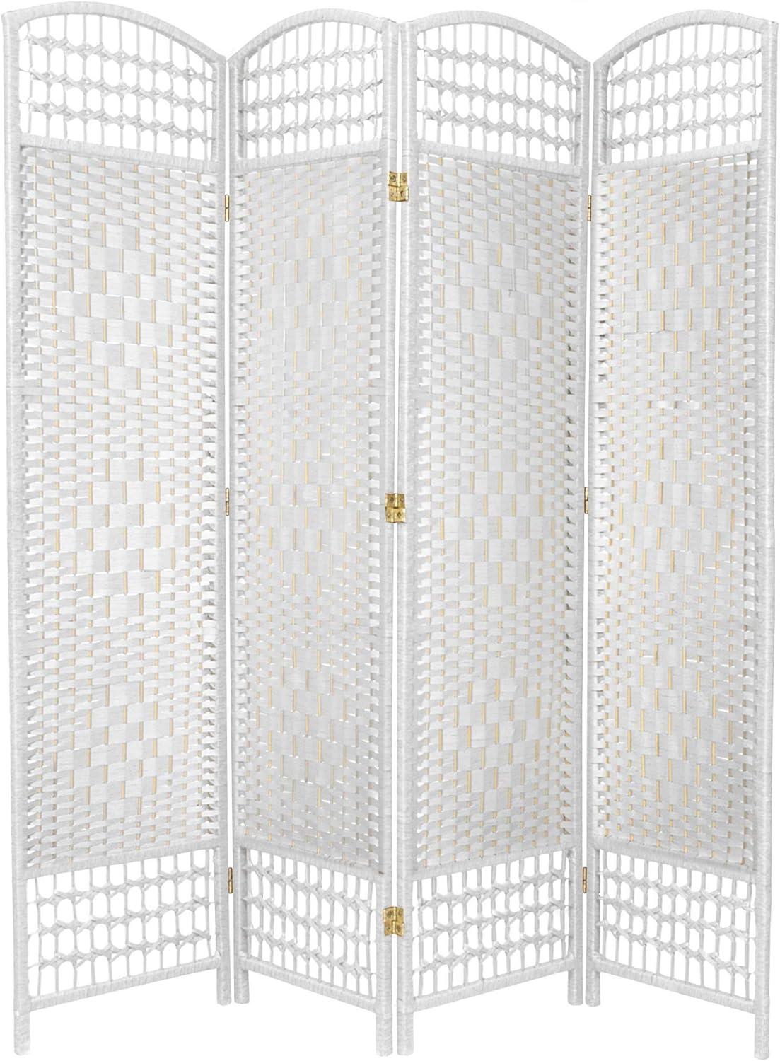 5 1/2 ft. Tall Fiber Weave Room Divider - White (4 Panels)