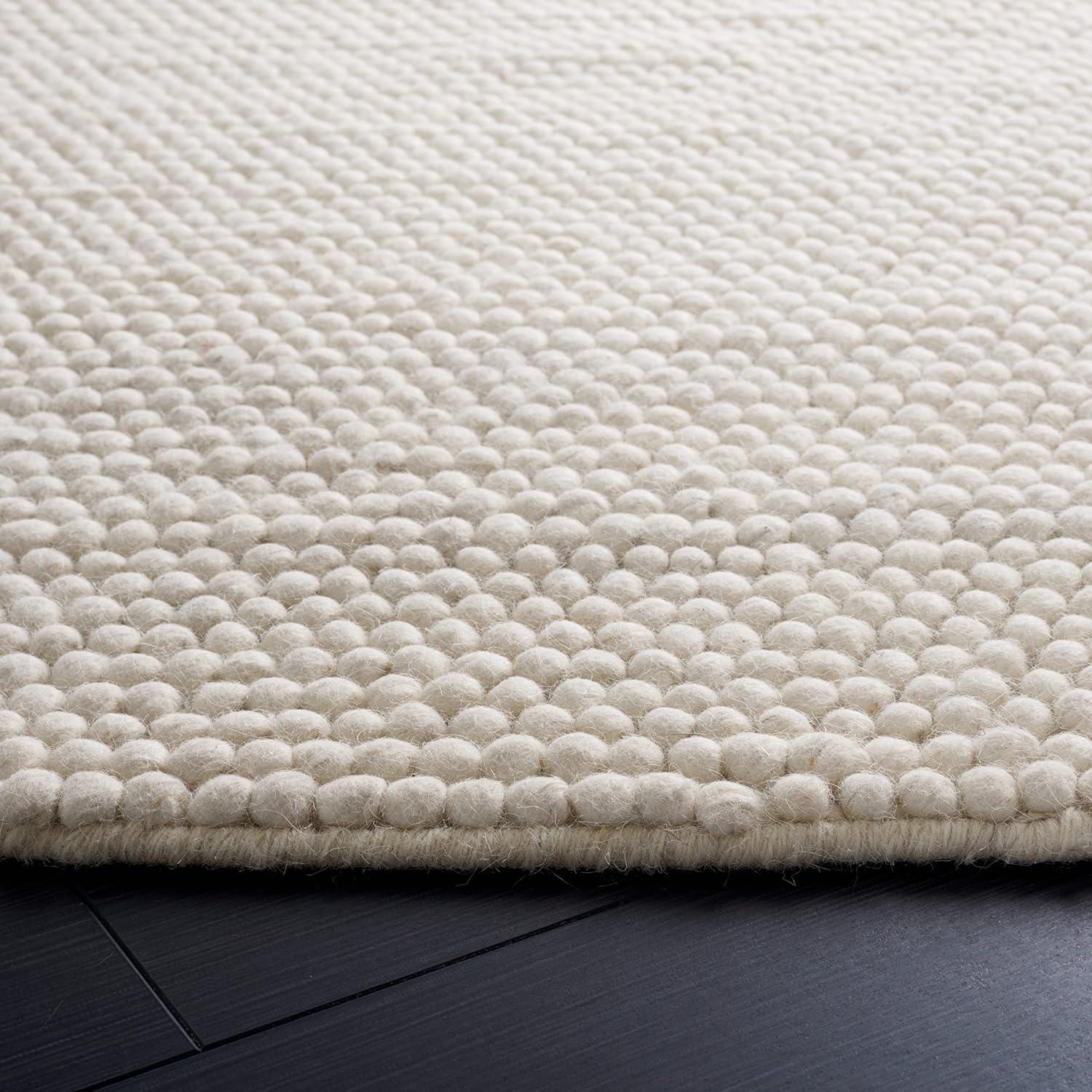 Ivory Hand-Tufted Wool Rectangular Area Rug 6' x 8'
