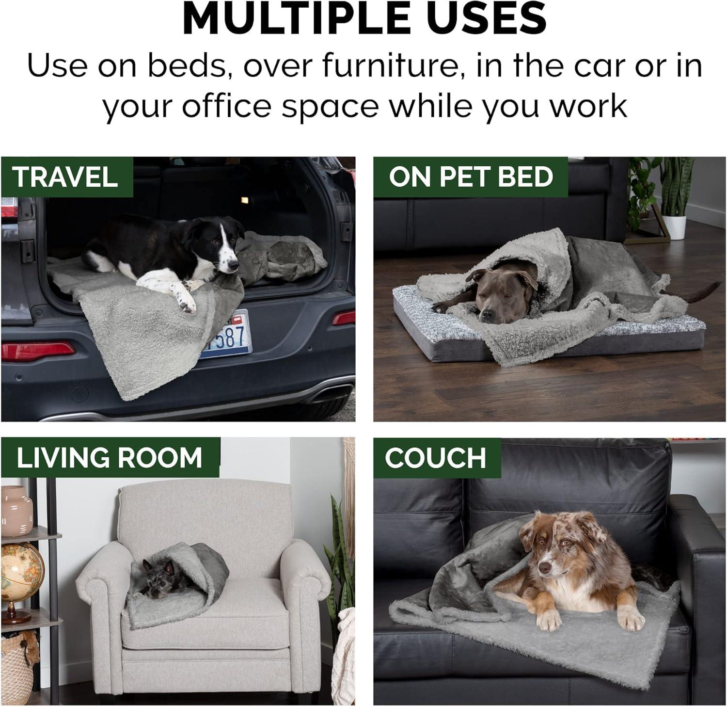 FurHaven Snuggly & Warm Soft-Edge Warming Waterproof Blanket