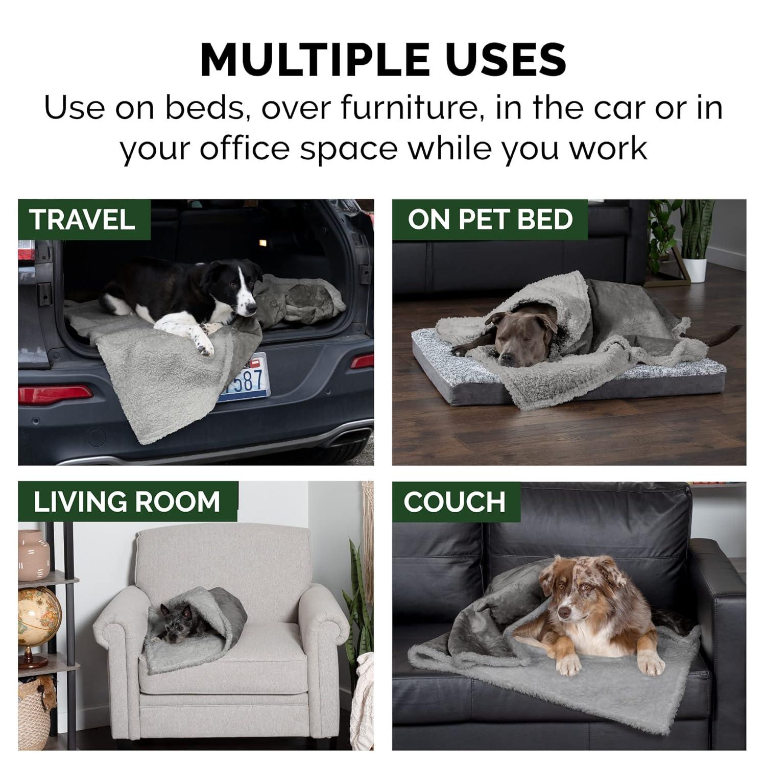 FurHaven Snuggly & Warm Soft-Edge Warming Waterproof Blanket