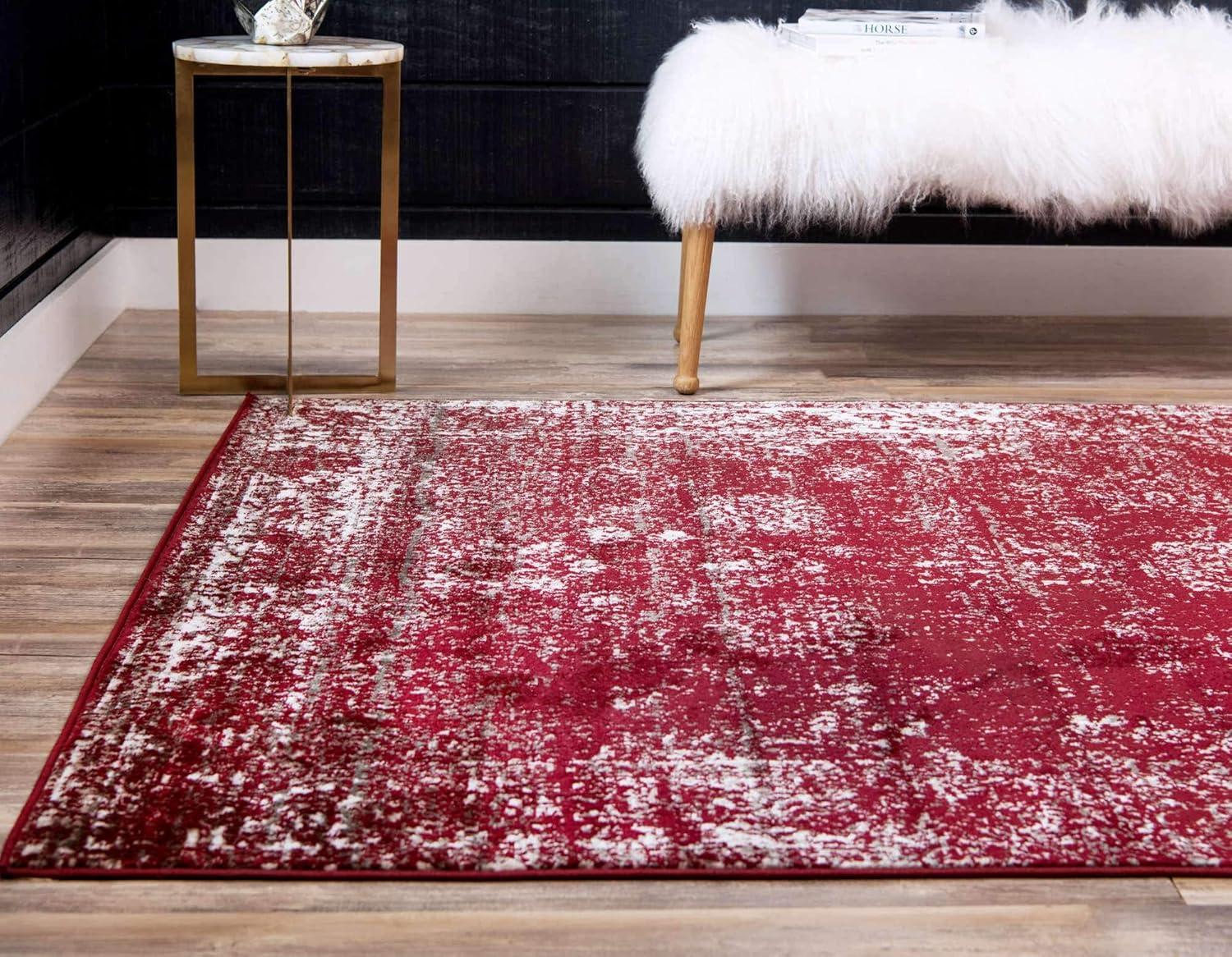 Chic Burgundy Synthetic 9' x 12' Rectangular Indoor Rug