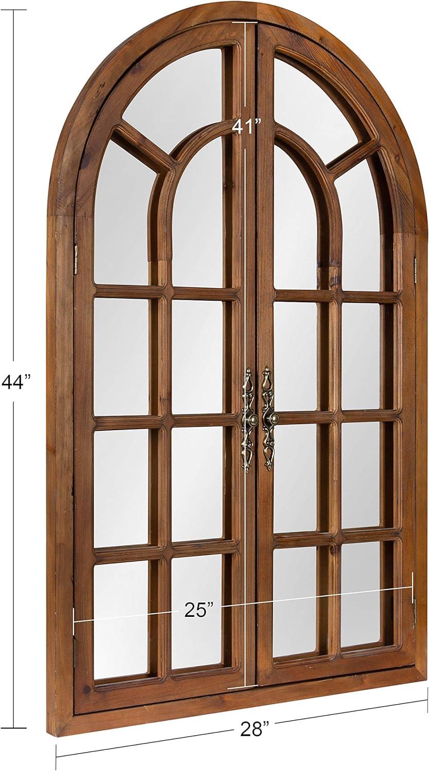 28"x44" Boldmere Arch Wall Mirror White - Kate & Laurel All Things Decor: Rustic Farmhouse Windowpane
