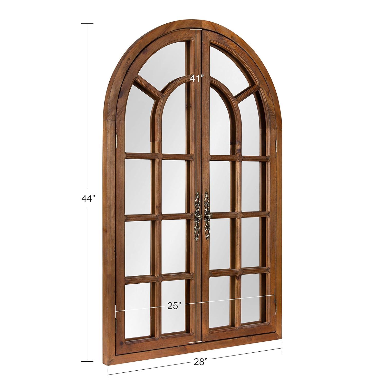 28"x44" Boldmere Arch Wall Mirror White - Kate & Laurel All Things Decor: Rustic Farmhouse Windowpane