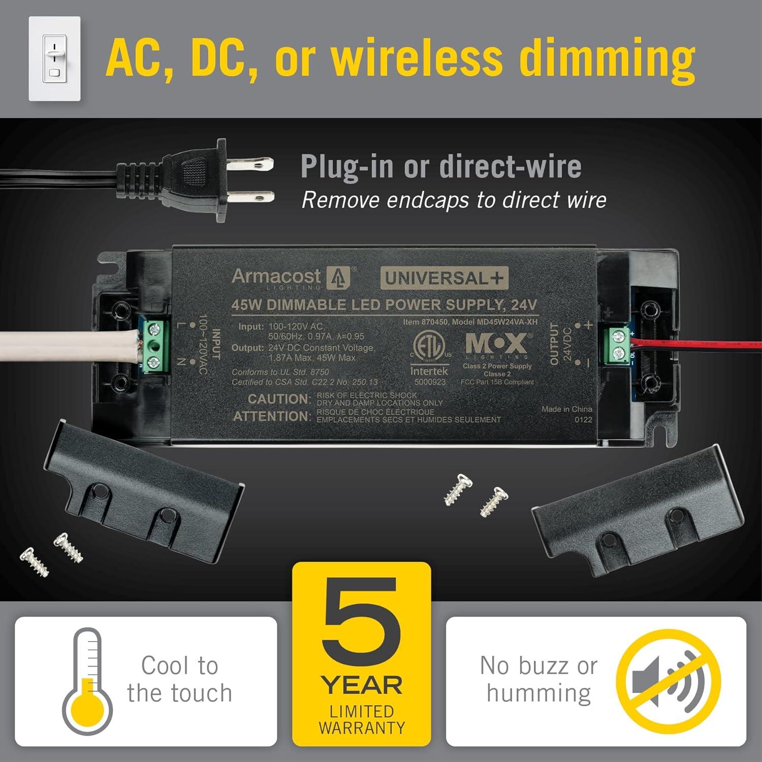 Black 24V DC Dimmable LED Driver Power Supply