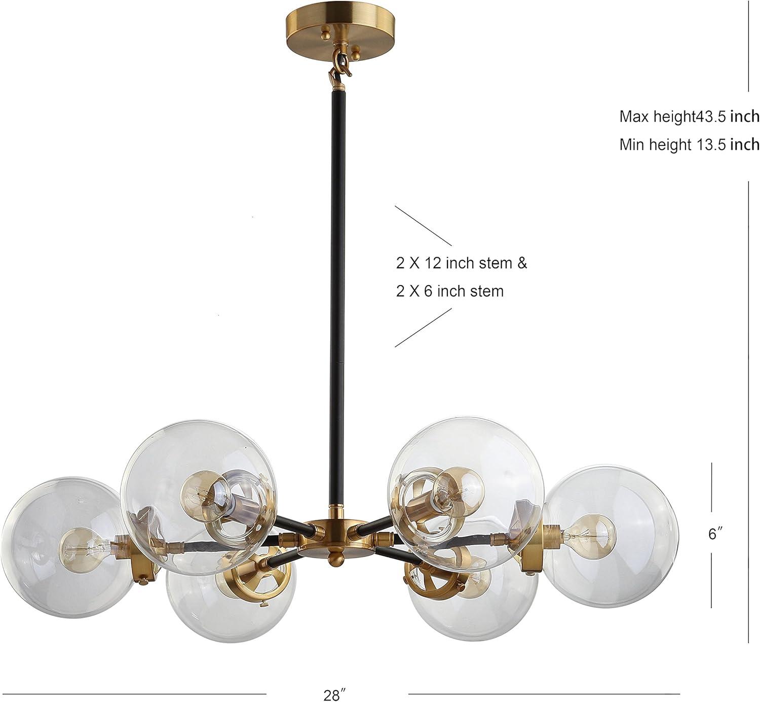 Caleb 6-Light 28" Brass Cluster Pendant, Black/Brass Gold