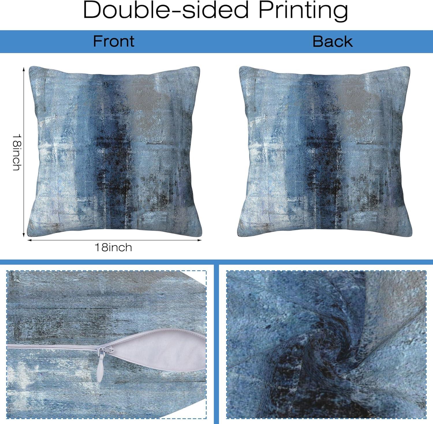 Blue and Gray Abstract Art Polyester Euro Pillowcase Set