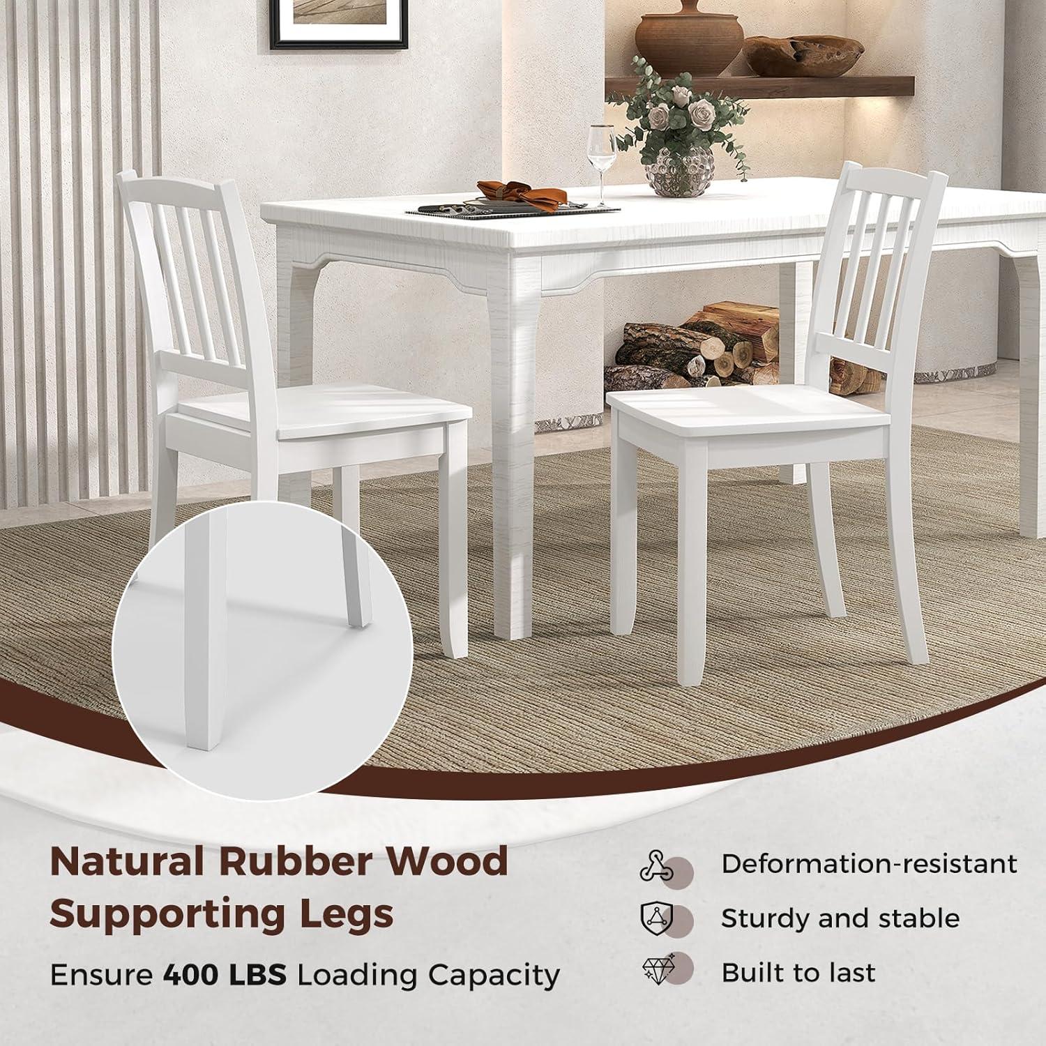 Set of 4 Camden Wood Slat Back Dining Chairs White - Buylateral: Rubberwood, No Tools Assembly