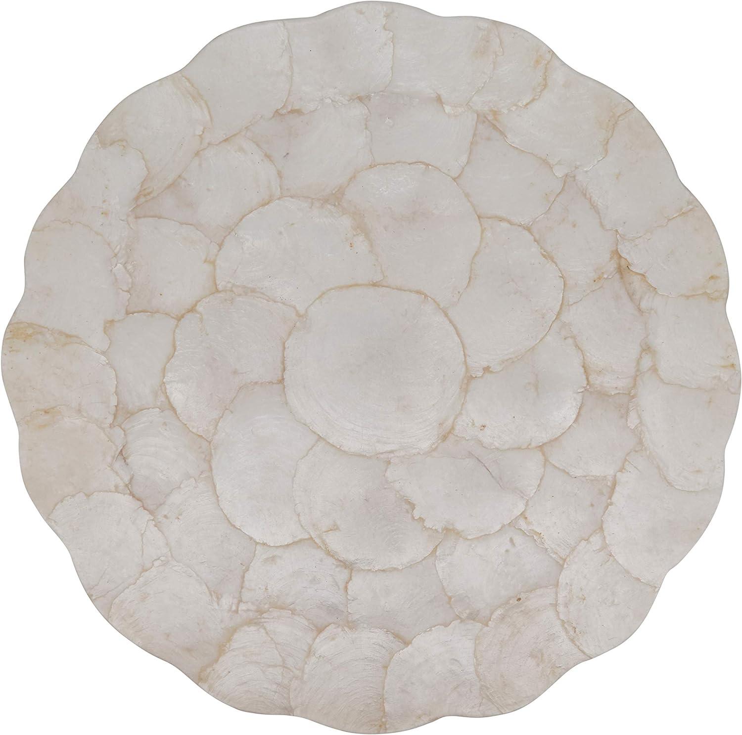 Ivory Scalloped Capiz Placemats Set of 4, 15"