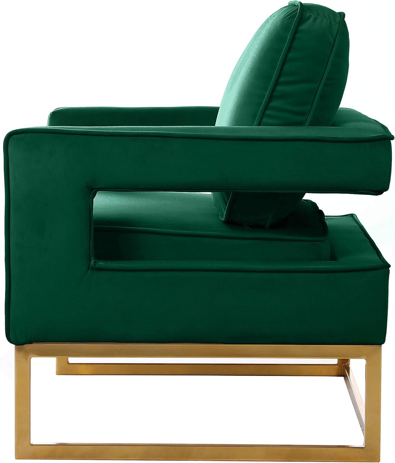 Meridian Furniture Noah Green Velvet Accent Chair with Gold Iron Base